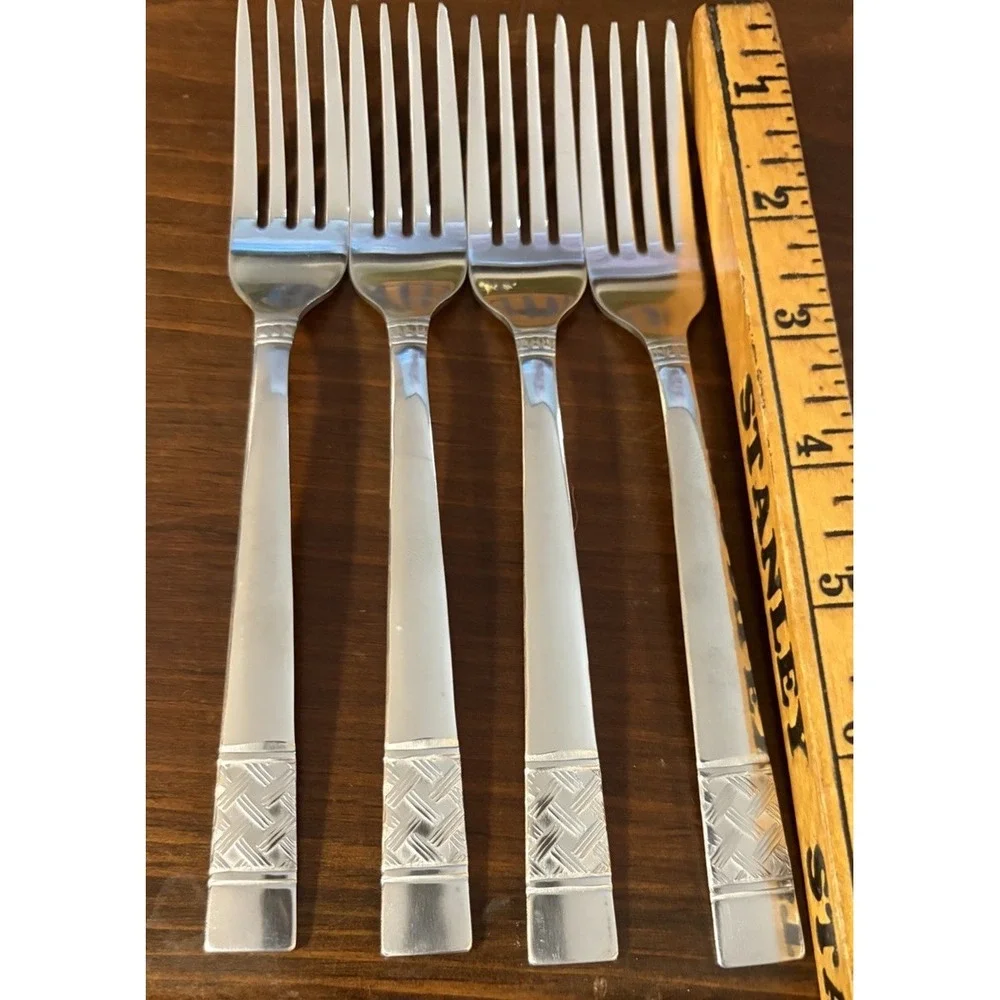 Mainstays Pierremont Stainless Steel Dinner Forks Set of 4 Basketweave 8